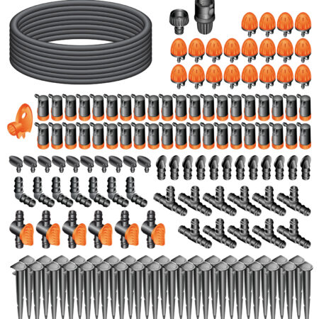 ALVA Gartenberegnung Micro Drip, Set Gemüsegarten 60 Pfl,25m Schl,Sprüher