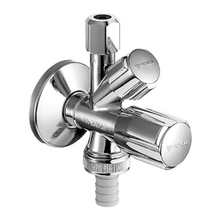 ALVA Kombi-Eckventil COMFORT, RFV im Abgang Geräteanschluss,DN 10 G 3/8 AG,Schlauchverschraubung Ø14,5mm (DN 20 G 3/4 AG),Ø10mm (DN 10 G 3/8 AG),chrom