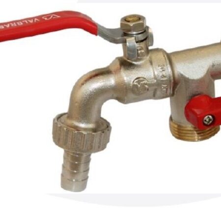 ALVA Auslaufkugelhahn 1/2" m. 2 Abgang Schlauchver. u. Hebel