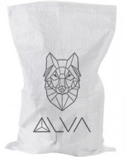 ALVA PP Gewebesack weiss 60x120 cm, mit ALVA Wolf bedruckt