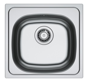 ALVA Einbauspüle 455x435 mm Edelstahl ungebuerstet,  3 1/2" Stopfenventil