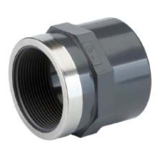 ALVA PVC-U Ü-Muffe ALU, d50-6/4" für Schwimmbadanwendung PN16, grau