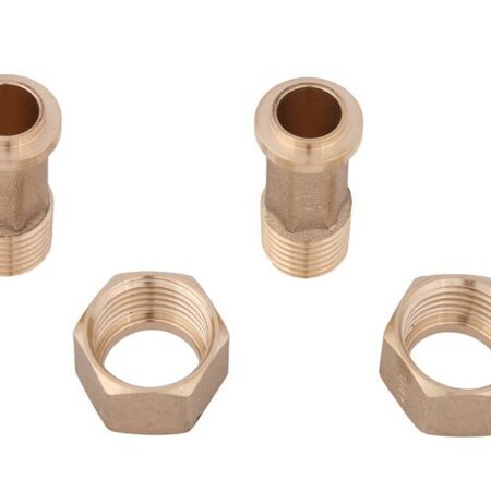 ALVA Wasserzähler-Verschraubungs-Set, Innengewinde 1 1/4" x Außengewinde 1/2", Messing, Verpackungseinheit 2 Stück, für Österreich 0022401400001