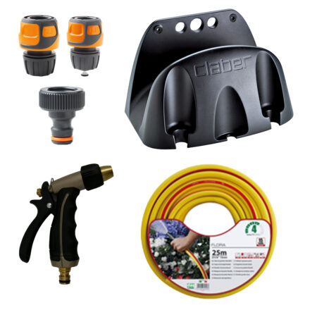 ALVA Wandschlauchhalter Kit Schlauch25m+Anschl.,Wandh.,Gartenspritze