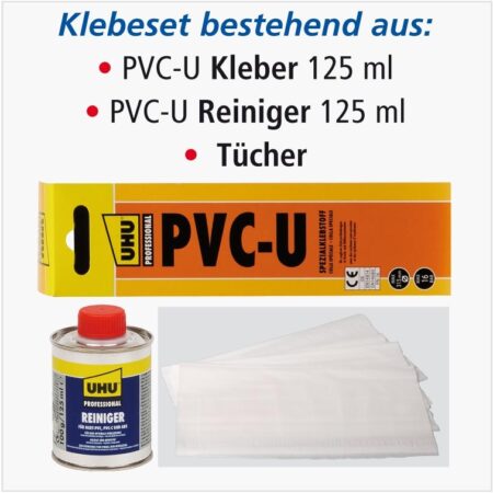 Klebe-Set bestehend aus PVC-Kleber125ml PVC-Reiniger 125ml und Tücher