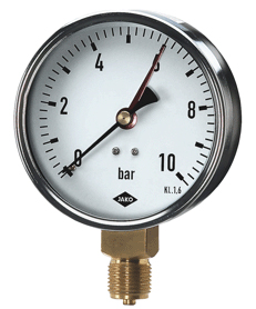 ALVA Manometer Fig.2605(2) 1/2" 100mm Durchmesser 0-4 bar Anschluss unten