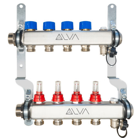 ALVA FBH-Verteiler Edelst. VA-Fbif 1"AG 10 Kreise, flachd. 0-2,5 l/min, L:640 mm