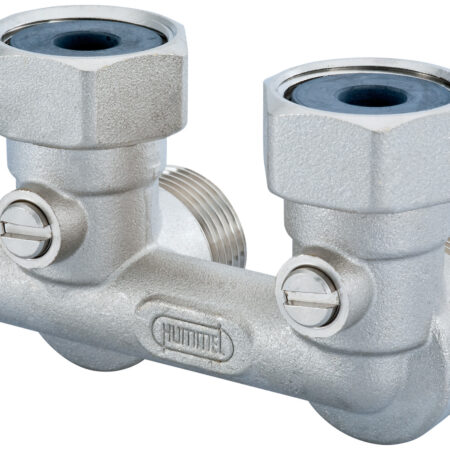 ALVA Hahnblock Einrohr Eckform 3/4", absperrb. m.Konuseinleget.