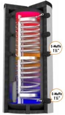 ALVA Kombi-Pufferspeicher 500 L KS-R, Edelstahlwellrohr u. Isolierung