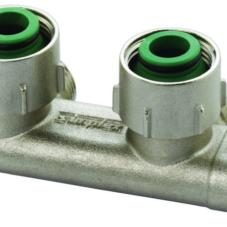 ALVA Umlenkstueck E2/50 f. 3/4" AG E-form m. Absperrung vernickelt