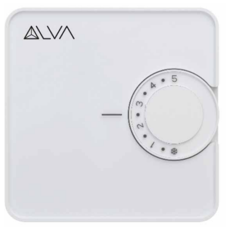 ALVA Raumthermostat analog, weiss Kabel 230 V, heizen + kühlen