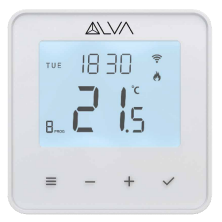ALVA Raumthermostat LCD programmierbar weiss Kabel 230 V