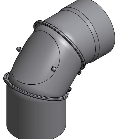 ALVA Rauchrohrbogen 2 mm Ø 180 mm, drehbar 0-90 Grad, mit Putztür