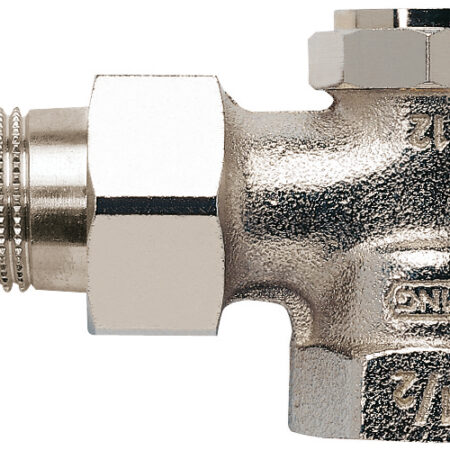 ALVA Rücklaufventil Eckform 1/2" kvs 0,13-1,7 Durchflussrichtung