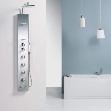 ALVA Spa Duschpaneel 22,3 x 177cm Thermostat, Schwarz