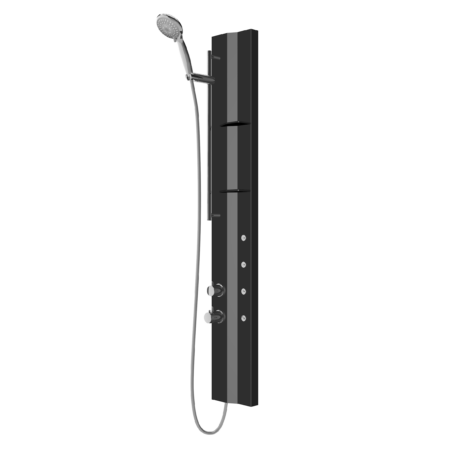 ALVA Spa Duschpaneel 19 x 140cm Thermostat, Schwarz Matt