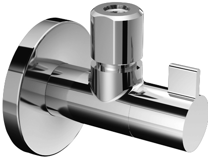 Design-Eckventil mit Regulierfunktion WING, Schubrosette Ø 60 mm, DN 15 G 1/2 AG, Ø 10 mm (DN 10 G 3/8 AG), chrom