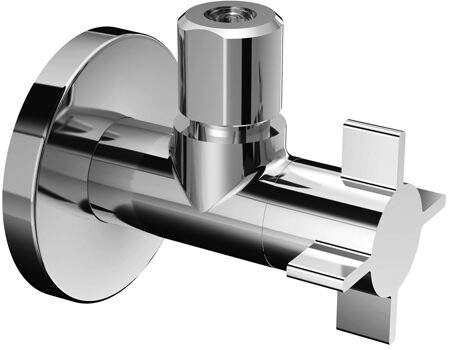 Design-Eckventil mit Regulierfunktion 4WING, Schubrosette Ø 60 mm, DN 15 G 1/2 AG, Ø 10 mm (DN 10 G 3/8 AG)