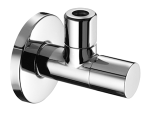 Design-Eckventil mit Regulierfunktion STILE, Schubrosette Ø 60 mm, DN 15 G 1/2 AG, Ø 10 mm (DN 10 G 3/8 AG), chrom