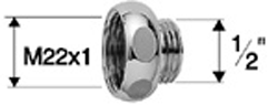 ALVA Varia Reduktion Messing verchromt M22 x 1 x 1/2"
