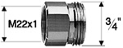 ALVA Varia Reduktion Messing verchromt M22 x 1 x 3/4"