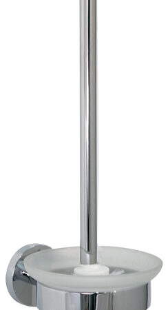 ALVA Ora Toilettenbürstengarnitur mit Glas satiniert, zum Kleben, Chrom