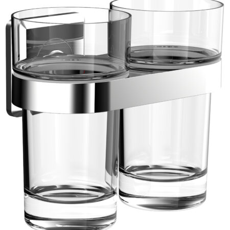 ALVA Prima Doppelglashalter mit Kristallgläser klar, Chrom