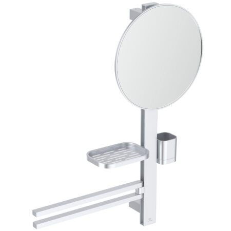 Beauty Bar Accessoires-Kombination M700 mit Spiegel Durchmesser 320mm Silver