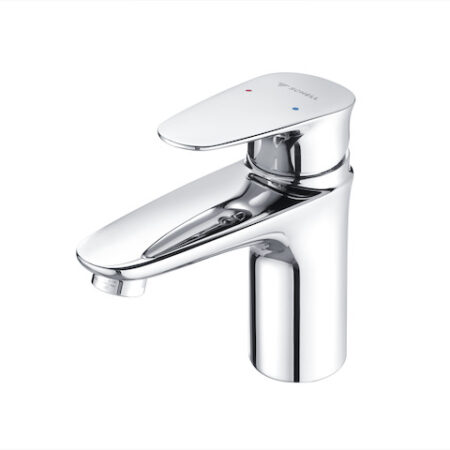 Waschtisch-Armatur, HD-M - Hochdruck Mischwasser, ThermoProtect-Kartusche, Einhebel-Einlocharmatur, 2x G 3/8 IG, Designhebel, chrom