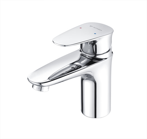 Waschtisch-Armatur, HD-M - Hochdruck Mischwasser, ThermoProtect-Kartusche, Einhebel-Einlocharmatur, 2x G 3/8 IG, Designhebel, chrom