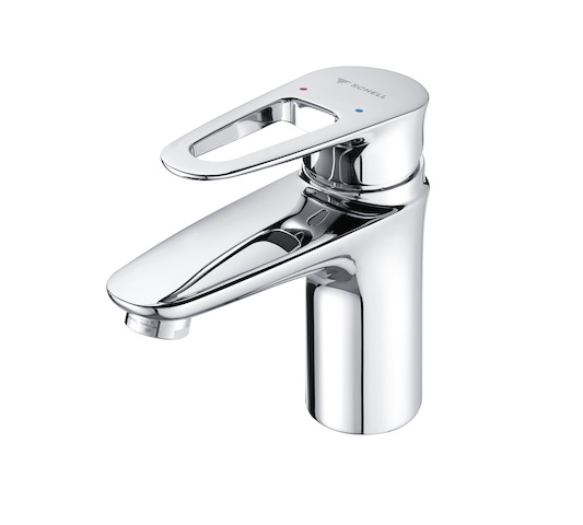 Waschtisch-Armatur, HD-M - Hochdruck Mischwasser, ThermoProtect-Kartusche, Einhebel-Einlocharmatur, 2x G 3/8 IG, Bügelhebel, chrom