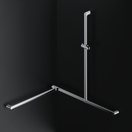 ALVA Varia Duschhandlauf Ecke T-Form m. Brh., 119x95x75cm, Aluminium Chrom