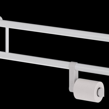 ALVA Varia Drehklappgriff 85cm mit Toilettenpapierhalter, bis 130kg, Weiß