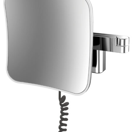 ALVA Varia Kosmetikspiegel 5-fach LED-Be.,eckig 20,9cm,Gelenk.,Kabel,Chrom