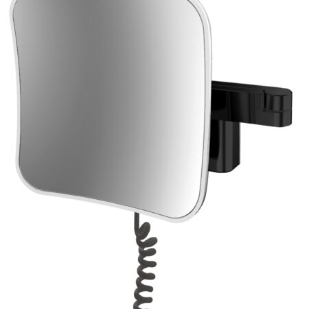 ALVA Varia Kosmetikspiegel 5-fach LED, eckig 20,9cm,Gelenk.Kabel,Schwarz