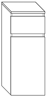 ALVA Viva Mittelschrank mit 1 Tür 1 Lade, rechts, 40x98x32cm, Weiß