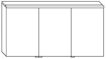 ALVA Viva Spiegelschrank, li.,Korp. verspiegelt, 130x62x17cm,LED-Aufsatzleu.
