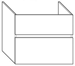ALVA Viva Unterschrank für WT 1 2 Auszüge, 70x60x48cm, Weiß
