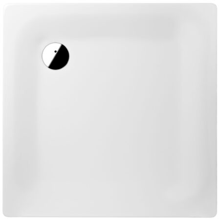 ALVA Forta Stahlemail Brausetasse 100x100x2,5cm, schwe. Mod.,Weiß oh.Füsse