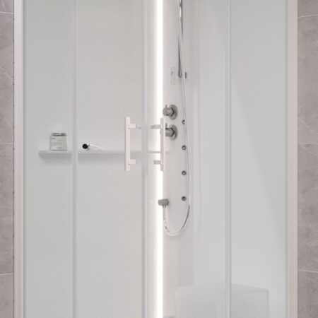 ALVA Spa 1.0 Dampfdusche m.Thermostat 90x90cm, Eckeinstieg, ESG Clean, Weiß