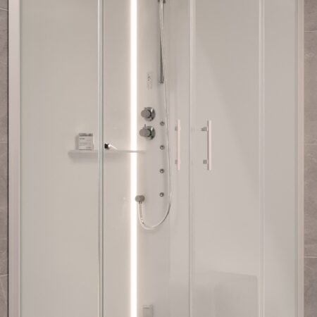 ALVA Spa 1.0 Dampfdusche m.Thermostat 100x100cm, Runddusche, ESG Clean, Weiß