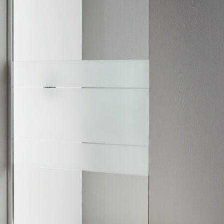 ALVA Amoa 1.0 Freistehende Seitenwand 117,5-120/200cm,Silber HGL,ESG Siebdr.
