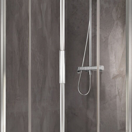 ALVA Dura Eckeinstiegshälfte rechts 117,2-120,2/195cm, Silber Matt, Glas ESG