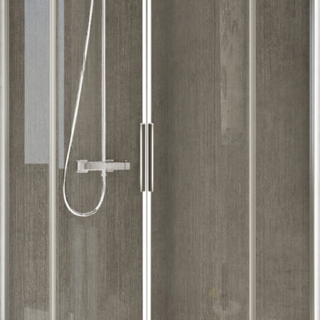 ALVA Dura Runddusche m. Schiebet. 2-tlg. 87,5-90,3/195cm,R55,Silber Matt, Gl. ESG
