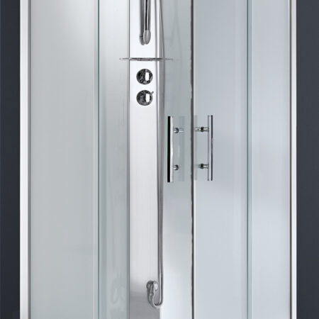 ALVA Forta Komplettdusche Eckeinst. 90x90cm,m. Thermost., Dach, ESG Cl.,Weiß