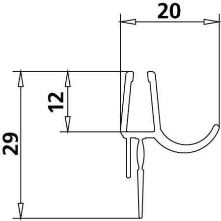 ALVA Juna 1 Dichtleiste waagrecht Dachrinnenform, 985mm, f. Pendeltür