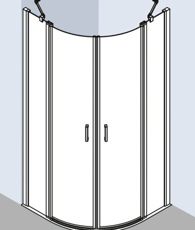 ALVA Juna Runddusche m. Pendeltür 98,5-101/200cm, Silber HGL, ESG Clean