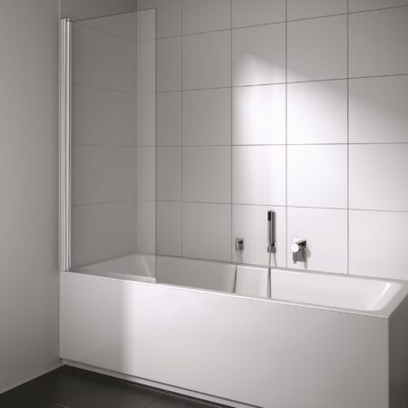 ALVA Juna Wannenwand 1-teilig links 160x75cm, Silber HGL, ESG Clean
