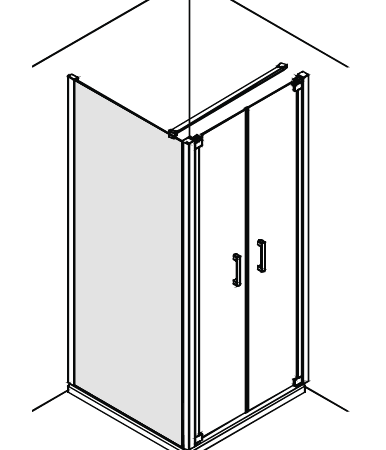 ALVA Ora Seitenwand für Pendeltür 2-tlg. 97,5-102/200cm, Chrom gl., ESG