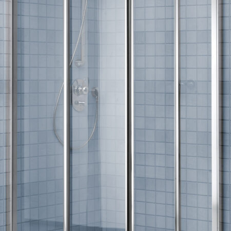 ALVA Sana Eckeinstieg 87,5-90/190cm Silber Matt, Kunststoffglas